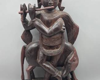 Hand Carved Wooden Krishna