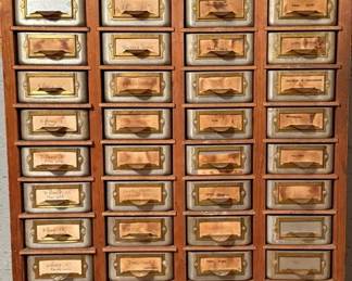 60 Draw Wooden and Tin Cabinet