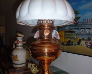 VINTAGE ALADDIN COPPER ELECTRIFIED OIL LAMP