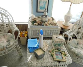 WICKER TABLE AND WICKER TABLE WITH DRAWER