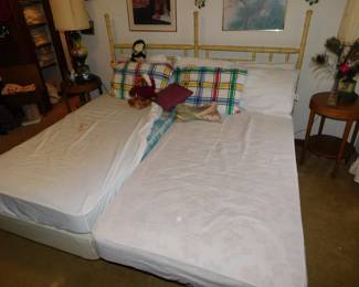 VINTAGE KING SIZE HEADBOARD WITH TWIN MATTRESS SETS