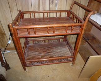 VINTAGE  RATTAN BEVERAGE CART
