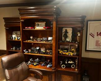 LOTS OF COLLECTIBLES AS WELL AS THIS BEAUTIFUL TRADITIONAL BOOKCASE... (SOME SMALLS SHOWN WILL NOT BE INCLUDED IN SALE.)
