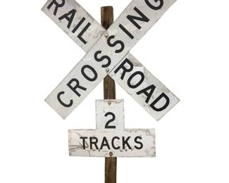 5FT Authentic Railroad Crossing Sign Reflective on Wood Post