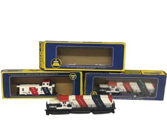 HO Vintage AHS ITALY Locomotive Engine Diesel 1776 Seaboard Bicentennial +Dummy & Caboose