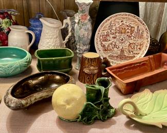 VINTAGE POTTERY VASES AND PLATTERS