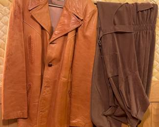 VINTAGE MENS LEATHER JACKET, MENS VINTAGE TERRYCLOTH JUMPSUIT