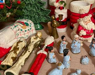 HANDMADE CERAMIC WINDOWSEAL FLAT TREE, NATIVITY SCENE, SANTA BOOTS