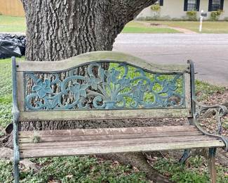 WOOD AND METAL BENCH