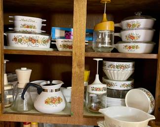 CORNING WARE, PYREX MUSHROOM BOWLS, NUT CHOPPERS