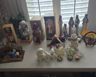 Collectible nutcrackers and more nativity scenes.
