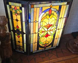 Beautiful stained glass fireplace screen 