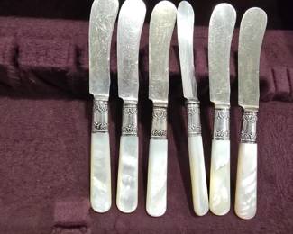 sterling silver and mother of pearl handled knives 