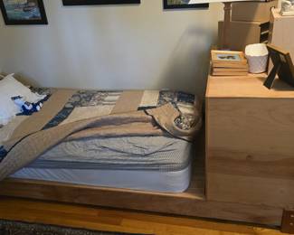 Nice twin. Bad frame. With shelving unit.