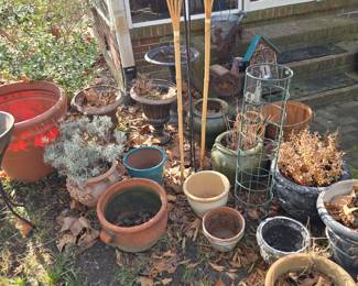 Lots of terra cotta planters, ceramic planters. And more.