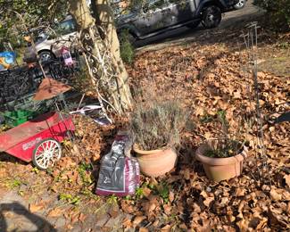 Lots of terra cotta planters, ceramic planters. And more.