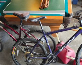 Two nice mountain bikes.