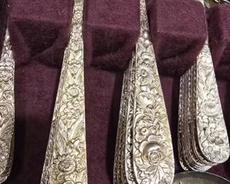 sterling silver rose pattern flatware set 