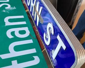 1 old street sign enamel double sided.