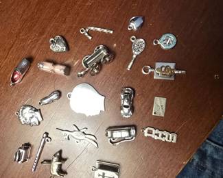 Sterling silver charms up close.