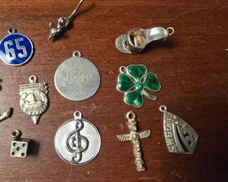 Sterling silver charms up close.