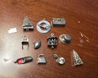 Sterling silver charms up close.