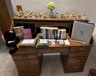 Roll Top Desk; Books; Cherished Teddies; Picture Frames