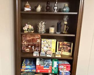 Bookcase;  Decor; Puzzles; Playing Cards; Books