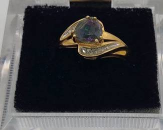 Gold, diamond, gemstone ring