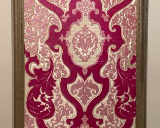 Set 2 framed Damask fabric 