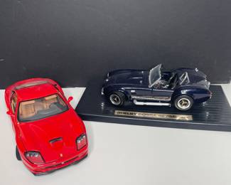Die cast model cars: Shelby Cobra & Ferrari