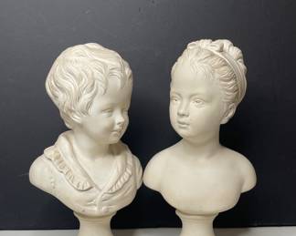 Plaster busts signed Dopps Houdon
