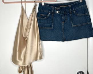 Y2K denim skirt & halter top