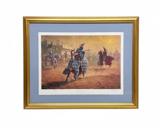 Framed limited edition art print titled "The Joust of Peace" by artist Mark Churms