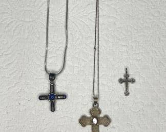 Sterling silver cross pendant necklaces 