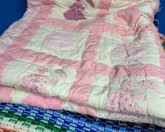 Pretty In Pink Handmade Quilt Knit Blanket