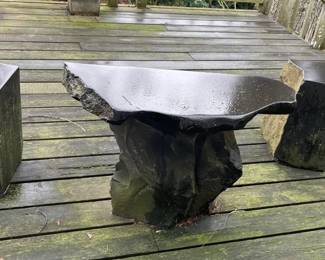 Outdoor Sculpture Stone Slab Table And Seats