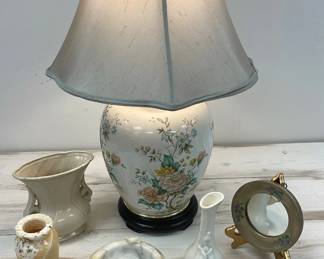 Floral Print Statement Lamp And Tabletop Decor