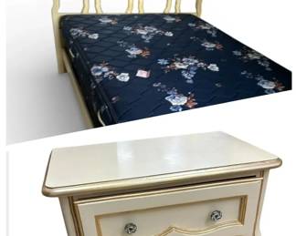 French Provincial Fullsized Bedframe and Nightstand