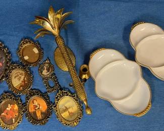 Vintage Fire King Dishes And Brass Decor