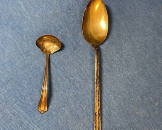 Danish Sterling Silver Serving Spoon And Small Sterling Ladle