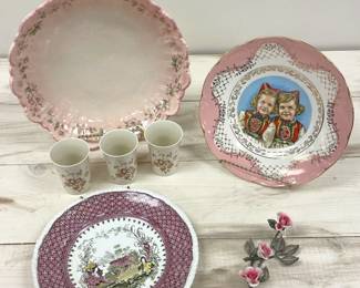 Stunning Pink Floral Plates And More