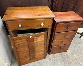 Kitchen Trash Bin Or Laundry Hamper Cabinet and Small Chest of Drawers