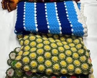 Crochet Blanket Lot Handmade