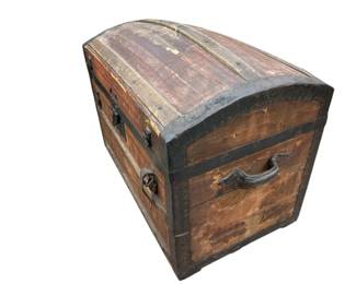 Antique dometop or barreltop steamer trunk