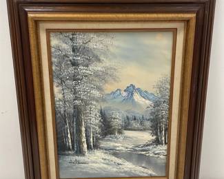 Signed Antonio Tano Oil Painting Snowy Landscape