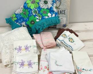 Vintage Linens With Embroidery, Fringe And More
