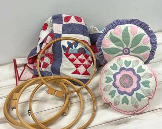 Large Embroidery Hoops And Quilted Goods