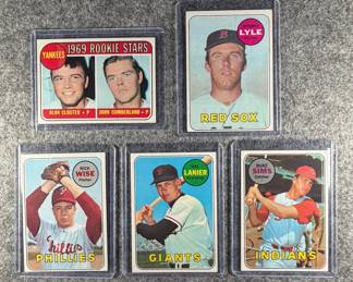 1969 Topps MLB Lot 5 Cards  Rookies, Lyle, Wise, Lanier, Sims.