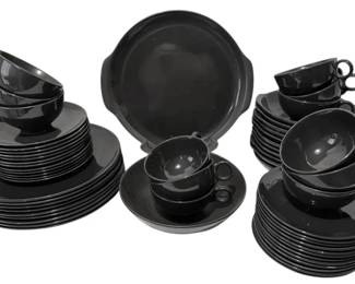 Vintage Charcoal Ceramic Dinnerware Set
